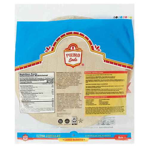 Pueblo Lindo Large Burrito Flour Tortillas, 8 count